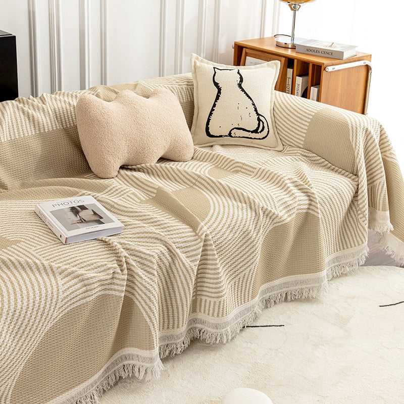 Nordic Style Comfy Soft Knitted Sofa Cover Blanket - Image 1