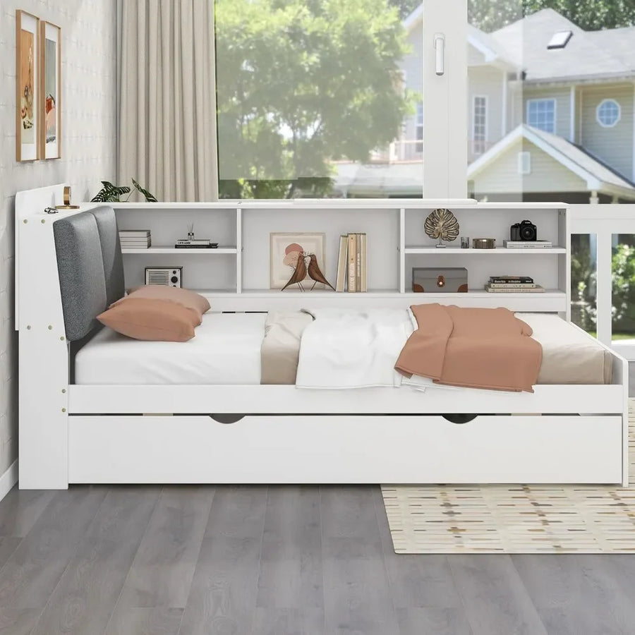 Modular Hidden Storage Drawers Modern Bed - Image 1