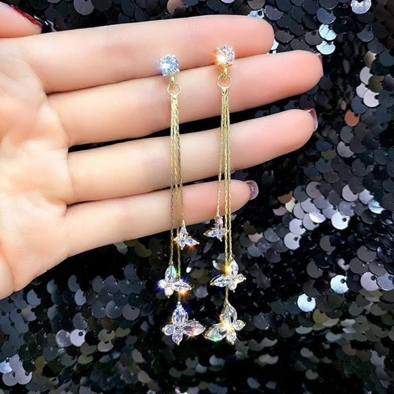 Elegant Flower Long Chain Earrings - Image 17