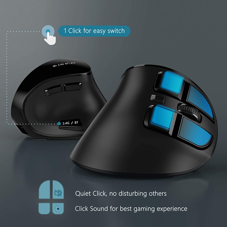 Vertical Ergonomic Soft Click Wireless Mouse - Image 2
