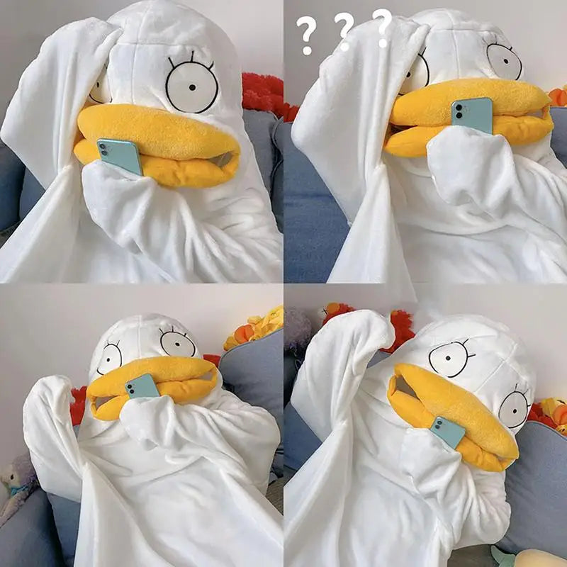 Confused Duck Warm Adult Pajamas Costume - Image 1