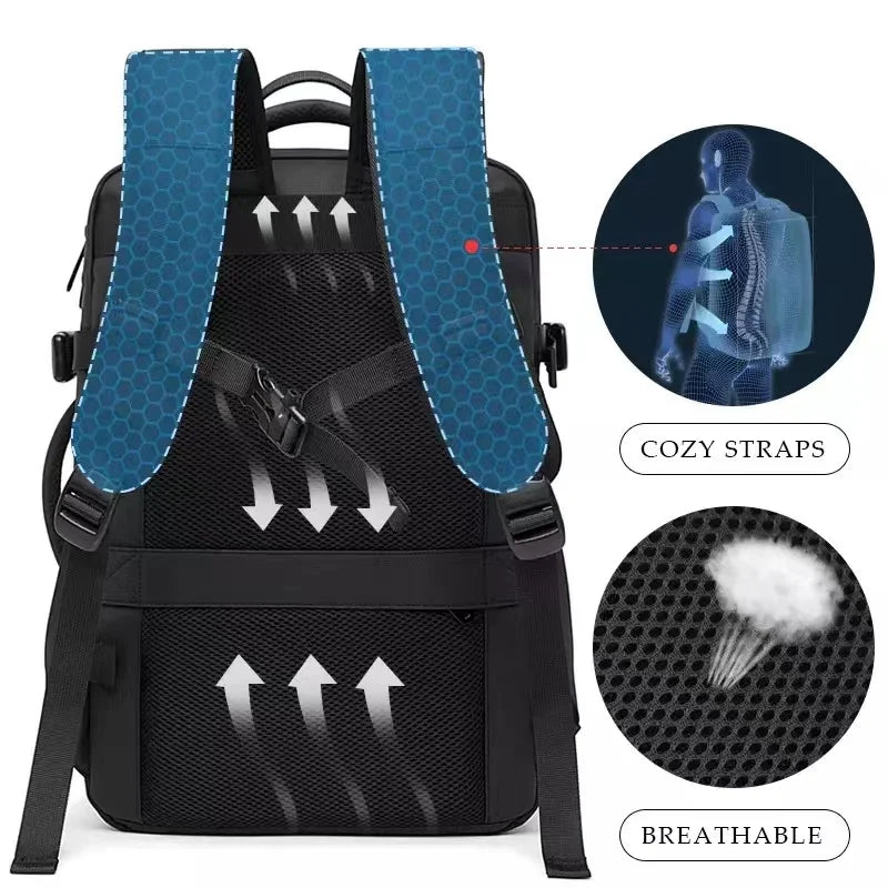 Modern Style Expandable Smart Large Waterproof Travel Backpack - Image 5