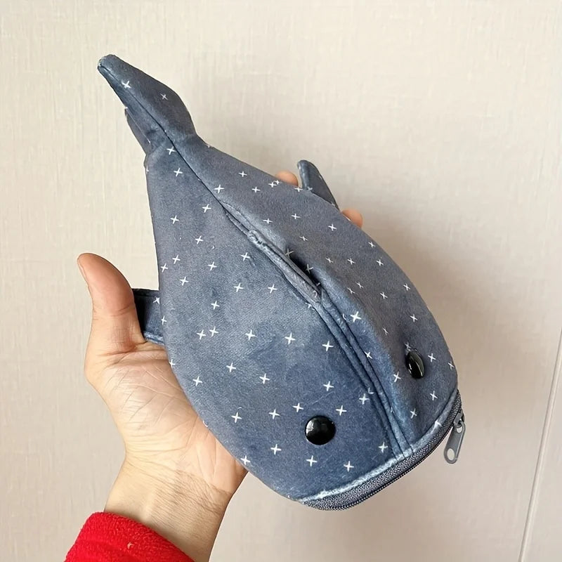 Deep Blue Shark Zipper Pencil Case - Image 4