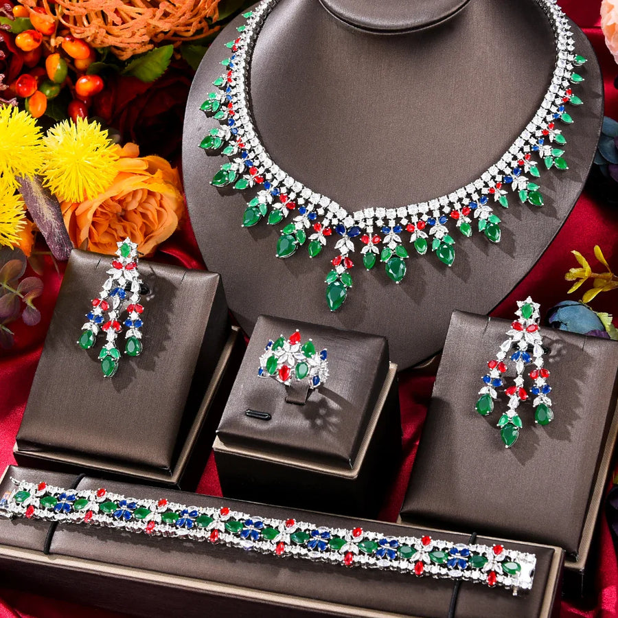 Zircon Crystal Turquoise Luxury African Jewelry Gift Set - Image 8
