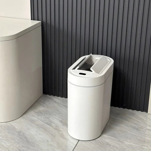 Clean Hands Touchless Slim Bathroom Wastebasket Bin
