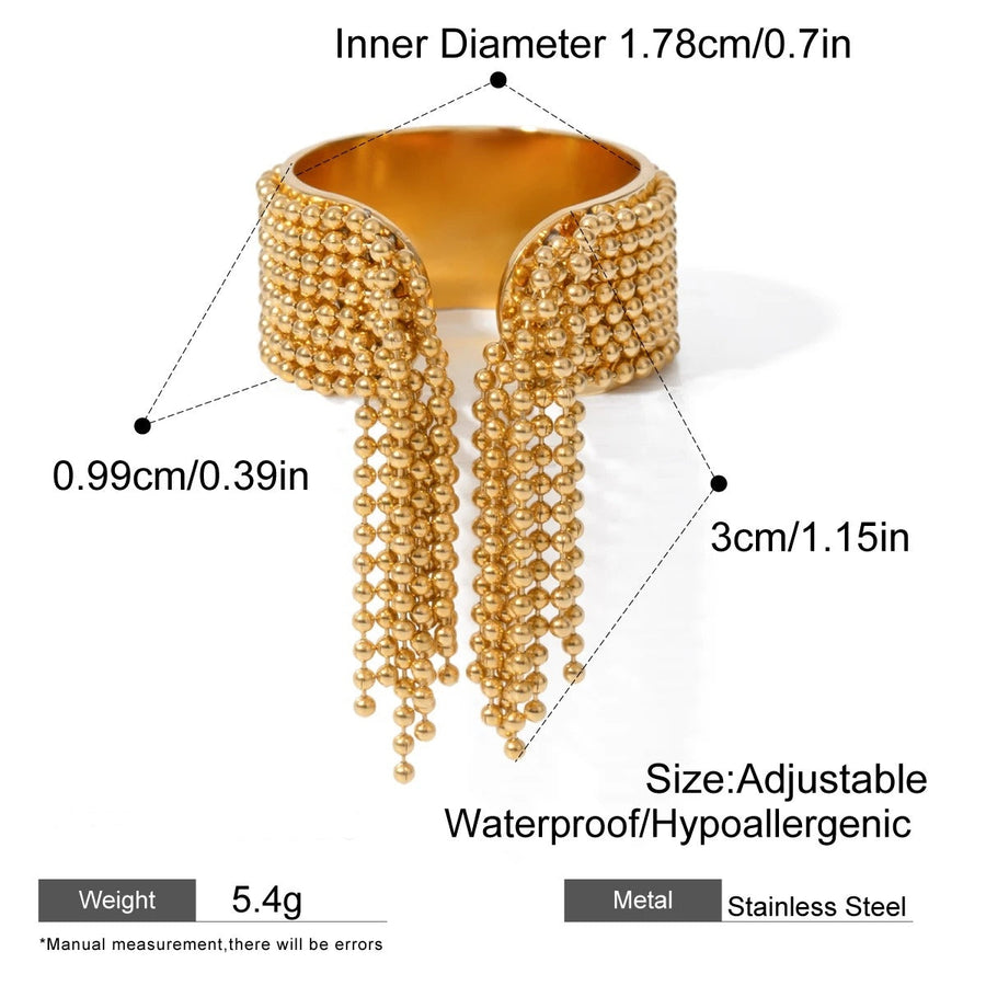 18K Gold Tassel Statement Adjustable Ring - Image 7