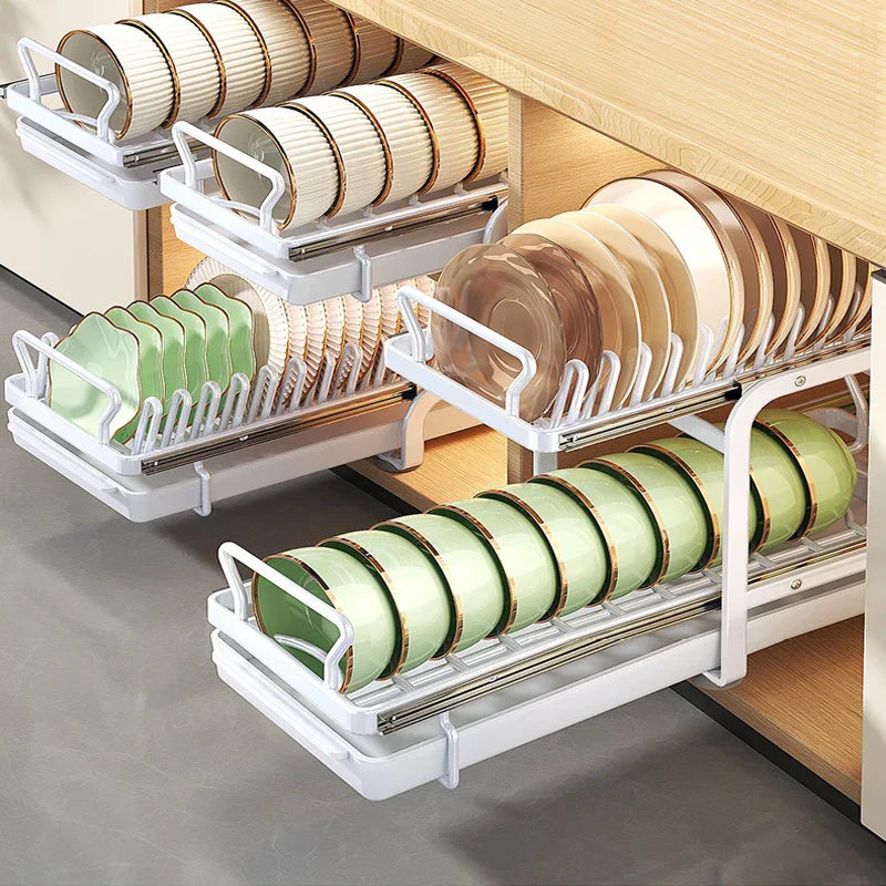Kitchen Cabinet Sliding Storage Dish Rack - Image 1
