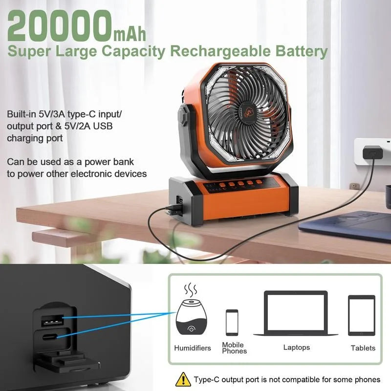 Camping Power Bank Remote Control Desk Fan - Image 1