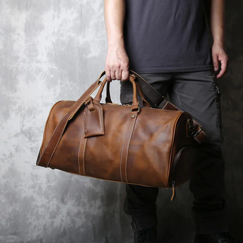 American Style Retro Leather Large Capacity Shoulder Bag - Image 7