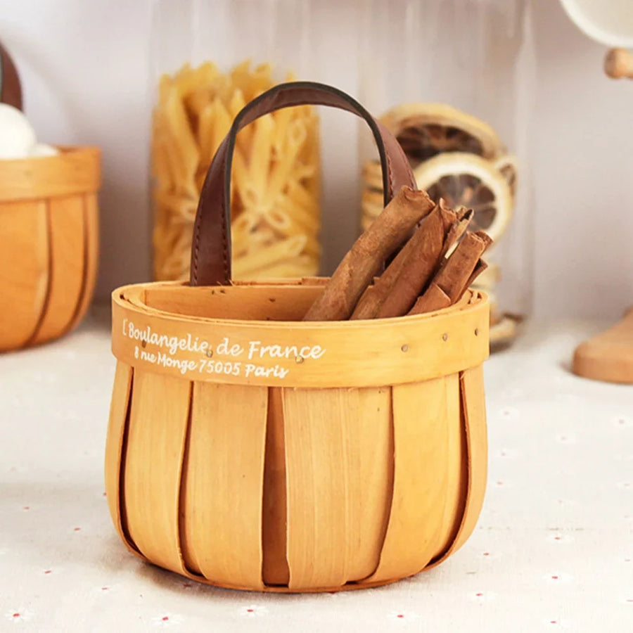 French Market Handcrafted Wooden Basket - Image 3