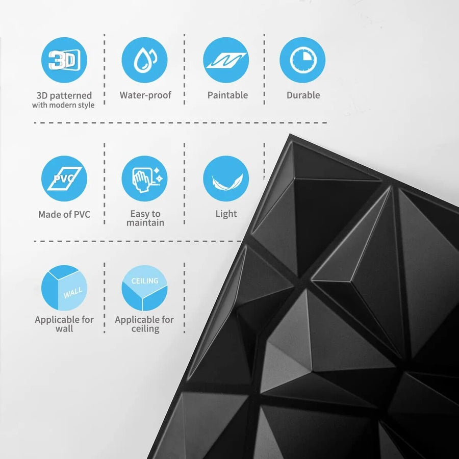 3D Diamond Design Decorative Matt Wall Panel Stickers - Image 8