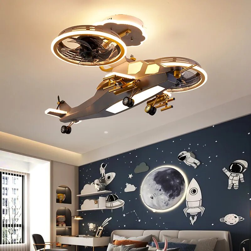 Sky Hero Helicopter LED Fan Lamp - Image 3