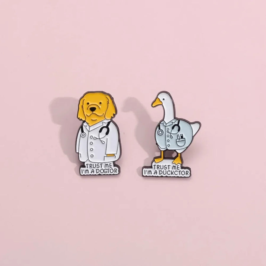 Trust Me Dogtor & Ducktor Label Pin