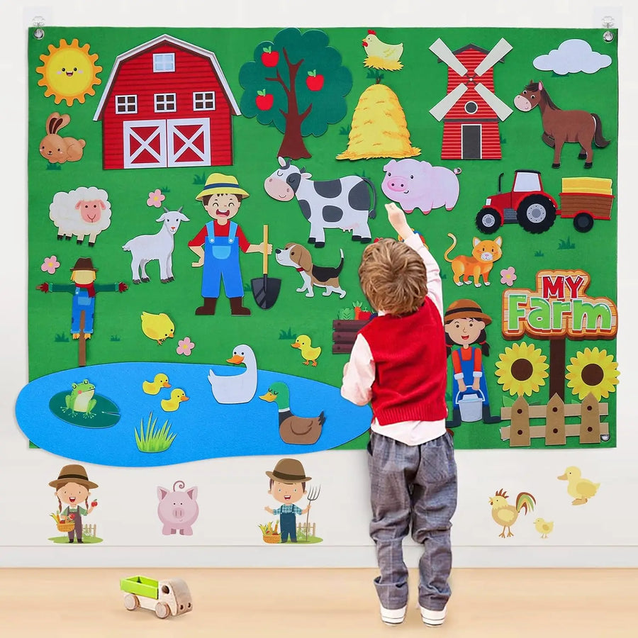 Interactive Early Learning Farm Animals Felt Story Board Set - Image 3