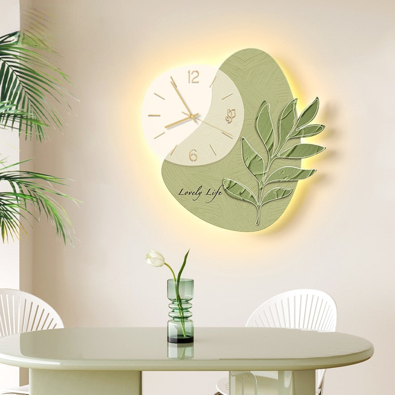 Elegant Leaf LED Silent Wall Clock - Image 0