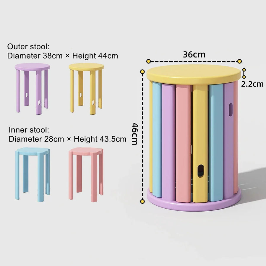 Stackable Rainbow Wooden Chair Table - Image 7
