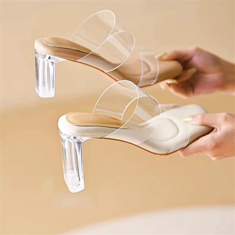 Ultra Soft Transparent Women High Heel Slippers - Image 5