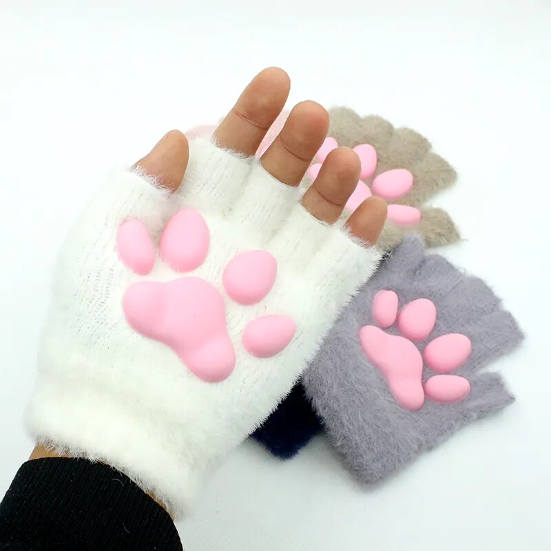 3D Cat Paw Soft Fingerless Gloves - Image 2