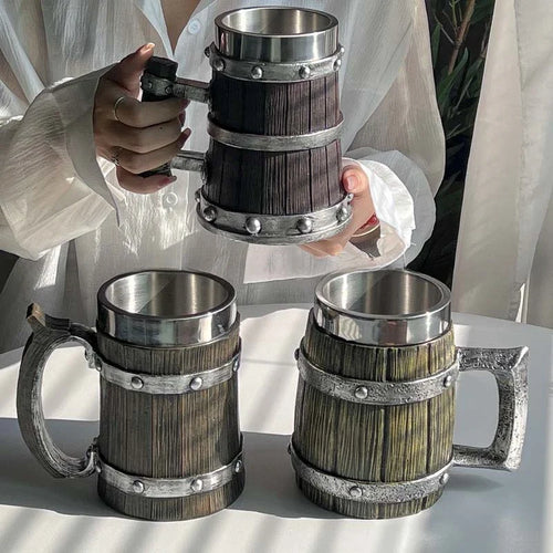 3D Viking-Style Wooden Mug - Image 0