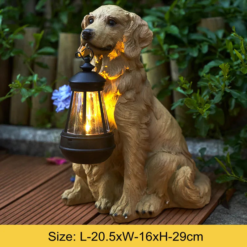 Solar-Powered Outdoor Resin Dog Statue Lamp - Image 9