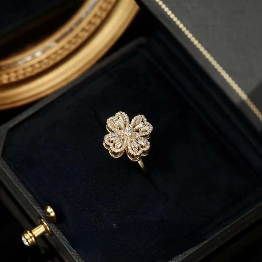 Rotating Flower Zircon Clover Ring - Image 7