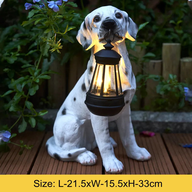 Solar-Powered Outdoor Resin Dog Statue Lamp - Image 7