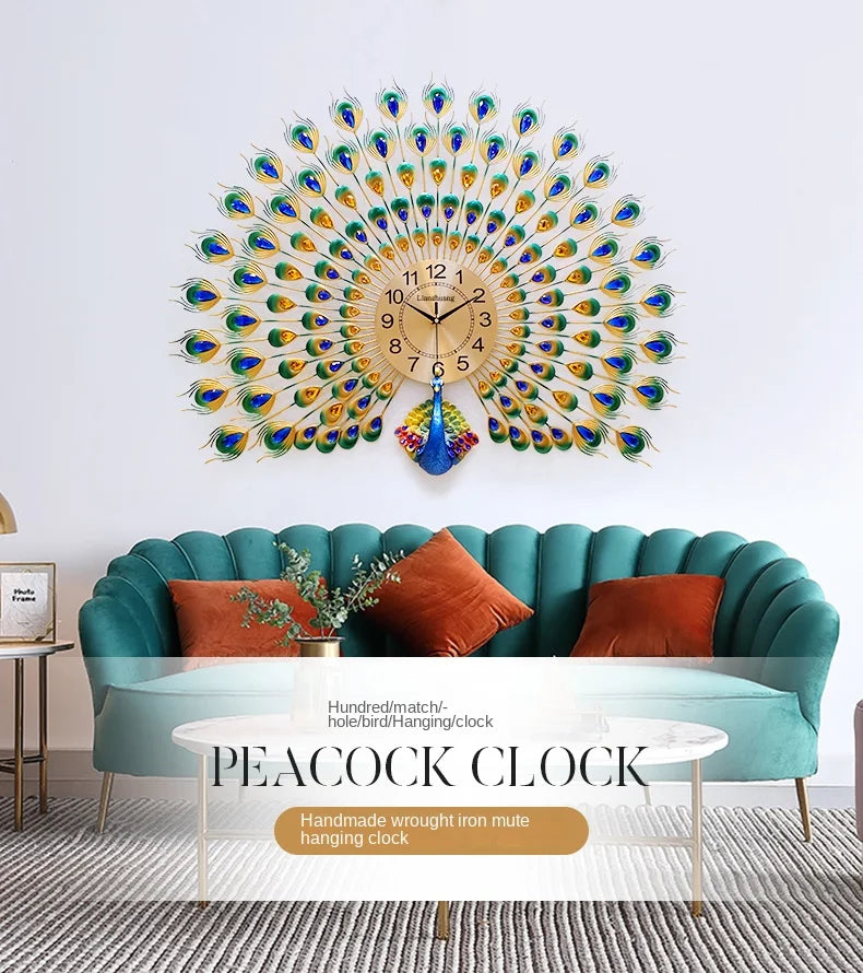 Majestic Peacock Creative Wall Clock - Image 2