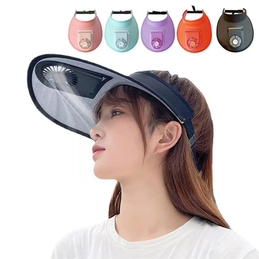 Breathable Summer Sun Visor Cooling Fan Hat - Image 1