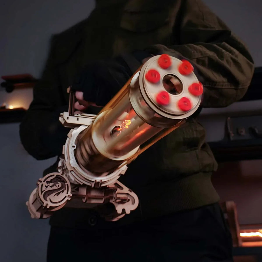 3D Puzzle Wood Rapid Fire Launcher Toy Gun - Image 1