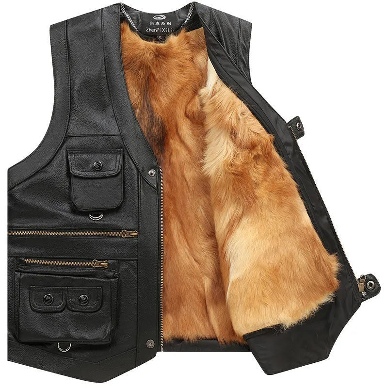Sleeveless Casual Leather Adventurer Vest - Image 1