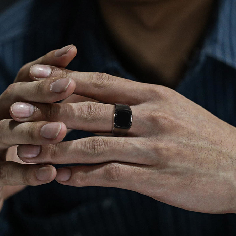 Black Storm Stone Stainless Steel Ring - Image 3
