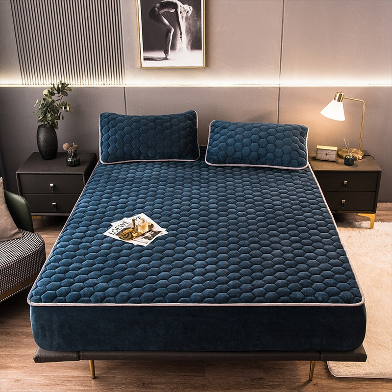 Elegant Velvet Thick Mattress Cover - Image 18