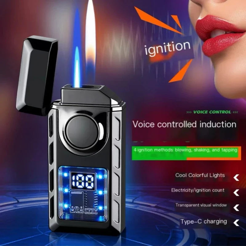 Voice Controlled USB Colorful Double Flame Lighter - Image 2