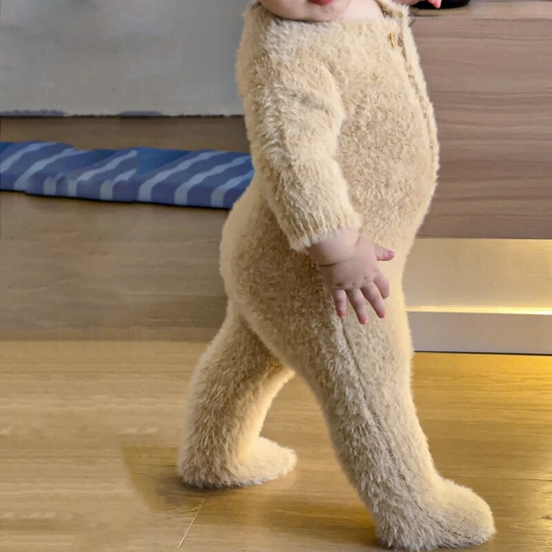 Cozy Bear Plush Newborn Jumpsuit - Image 1