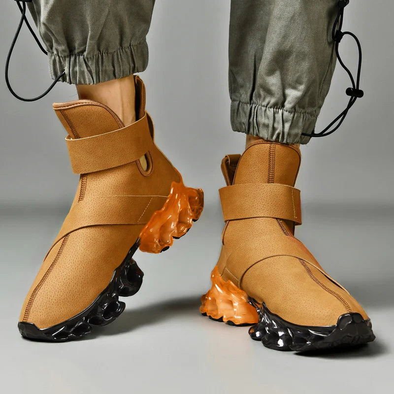 Hybrid Black Orange Ergonomic Adventure Ankle Boots - Image 2