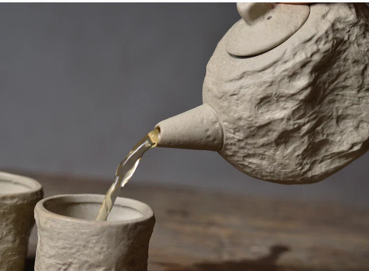 Artisan Rustic Stone Texture Teapot Set - Image 5