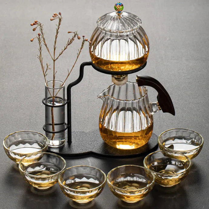 Vintage Pumpkin-Inspired Glass Tea Set - Image 0