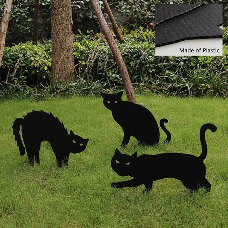 3Pcs Black Cat Garden Ornaments - Image 0