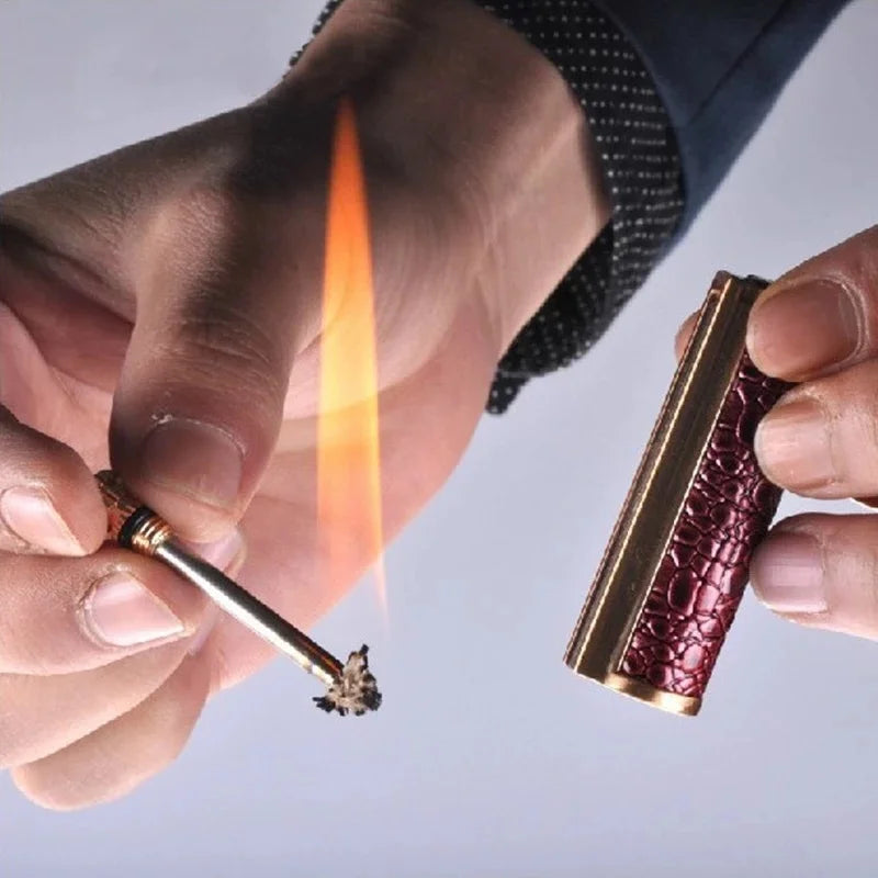 Leather Keychain Metal Match Inferno Lighter - Image 2
