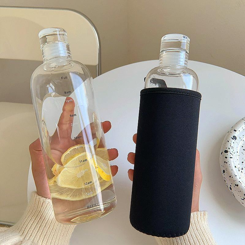 Time Scale Heat-Resistant Glass Water Bottle - Image 0