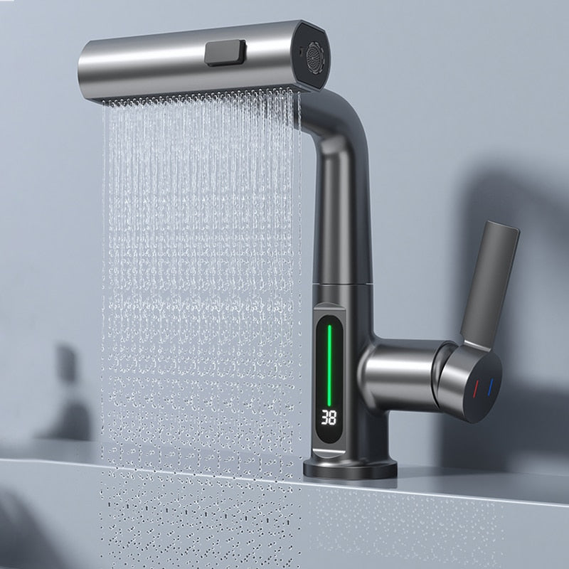 Modern Sleek Waterfall Temperature Display Faucet - Image 0