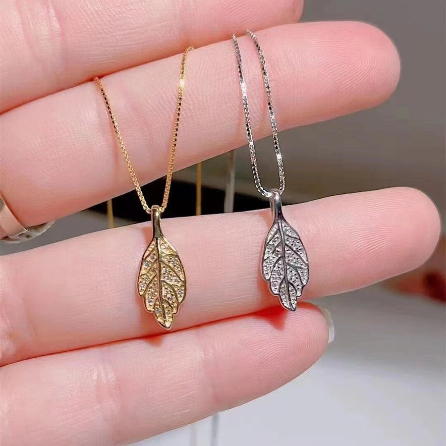 Nature Sparkle Tree Leaf Pendant Necklace - Image 3