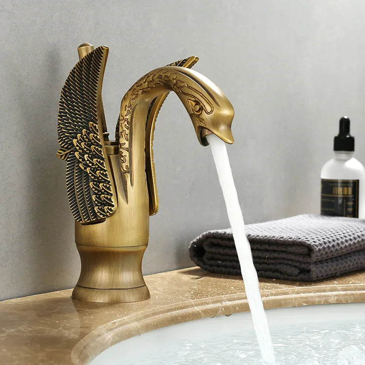 Swan Single Handle Golden Basin Faucet - Image 3
