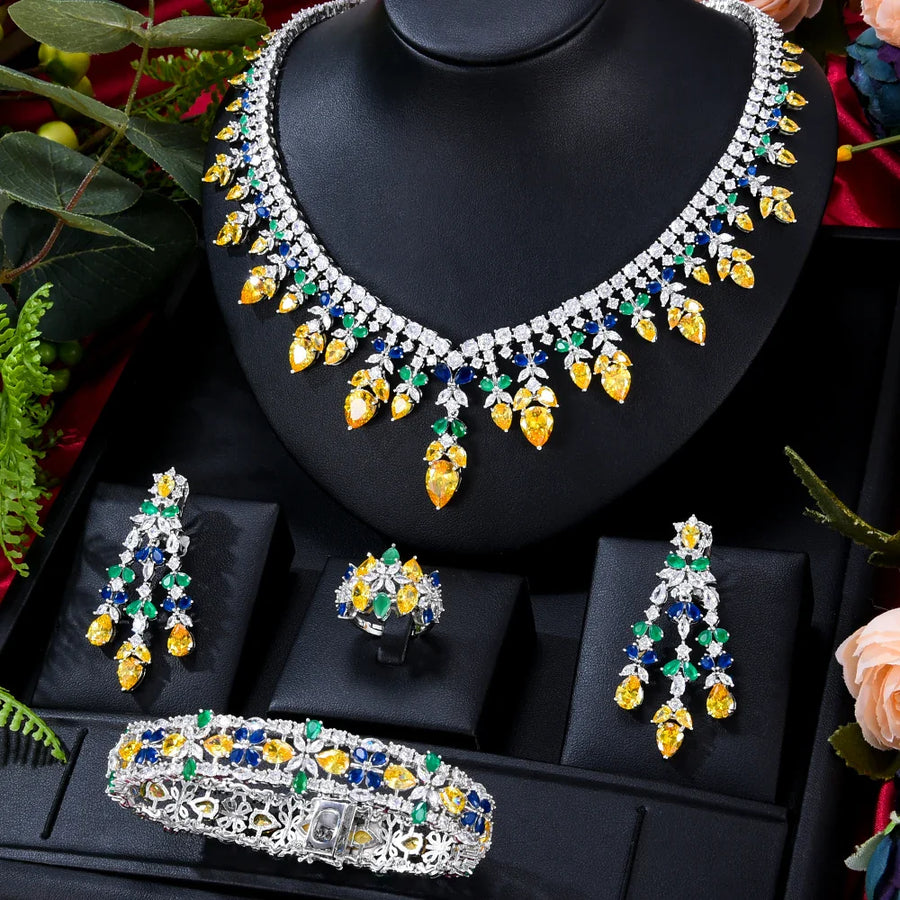 Zircon Crystal Turquoise Luxury African Jewelry Gift Set - Image 4