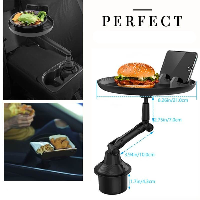 Adjustable Rotating Car Cup Holder Food Tray - Image 3