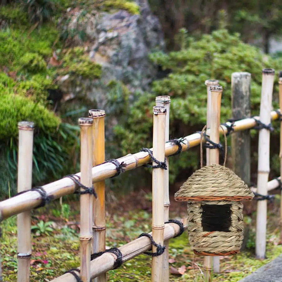 Rustic Natural Wicker Outdoor Birdhouse - Image 3