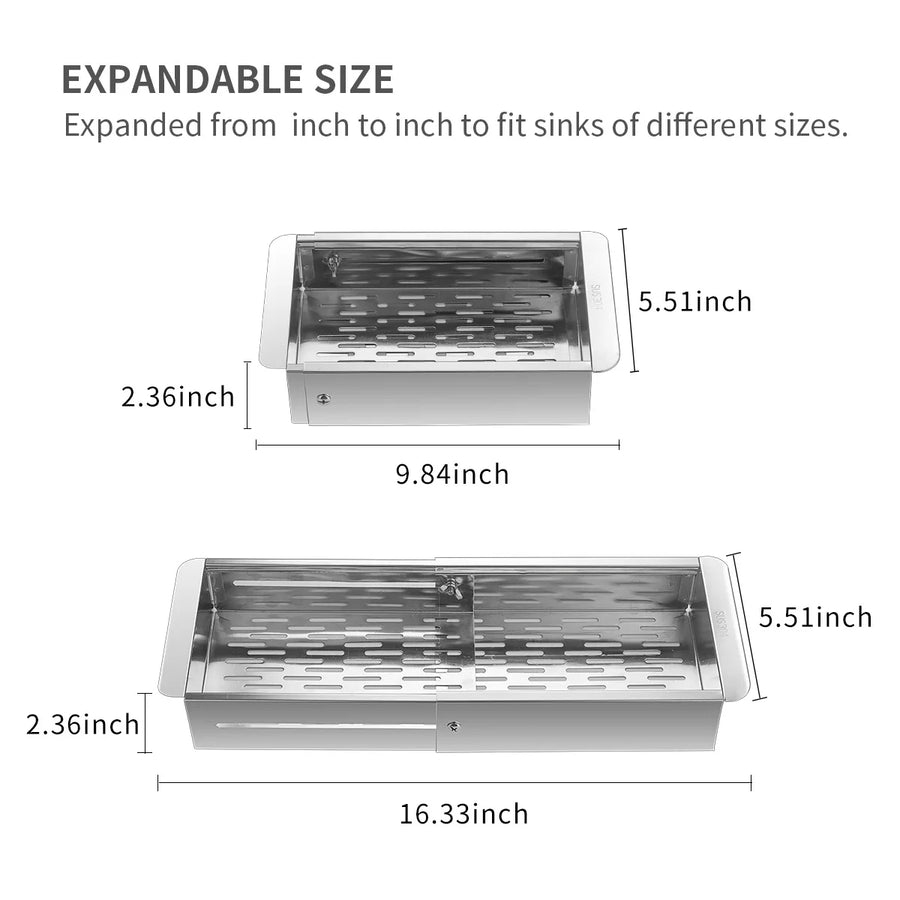 Retractable Over Sink Stainless Steel Vegetable Drain Basket - Image 6