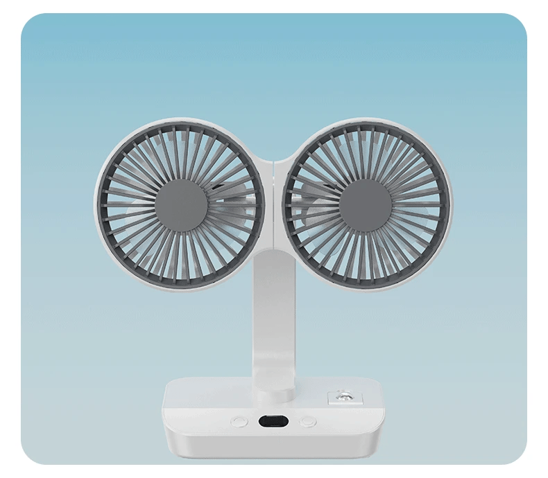 Adjustable Double-Head Portable Table Fan Night Lamp - Image 9