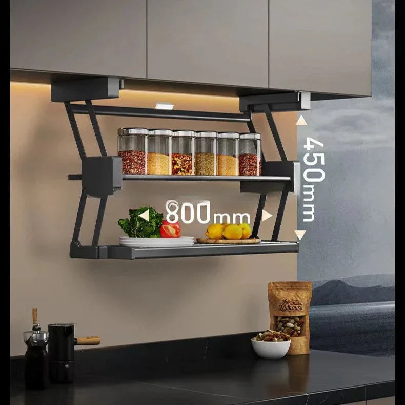 Retractable Hanging Kitchen Cabinet Storage Shelf Organizer System - Image 1