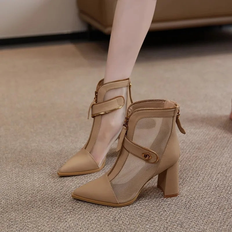 Heel Breeze Stylish Mesh Ankle Women Boots - Image 3